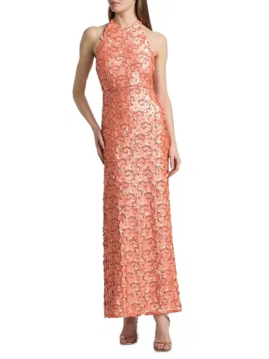 Ramy Brook Women's Giada Floral Sequined Halter Gown | Thumbnail 2