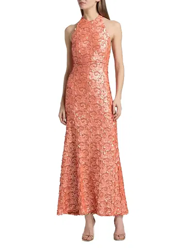 Ramy Brook Women's Giada Floral Sequined Halter Gown | Thumbnail 3
