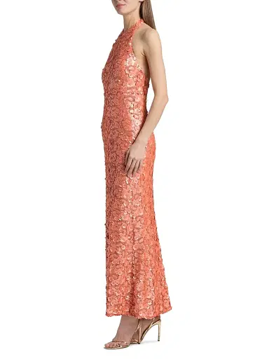 Ramy Brook Women's Giada Floral Sequined Halter Gown | Thumbnail 4