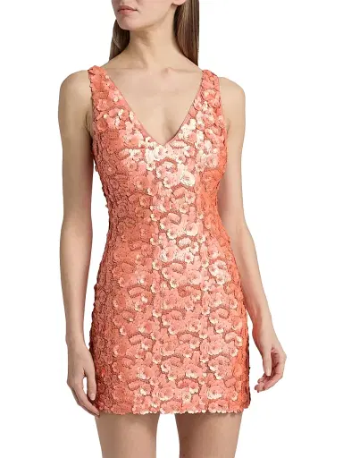 Ramy Brook Women's Kinsley Floral Sequined Minidress - Coral Paillette - Size 12 | Thumbnail 3