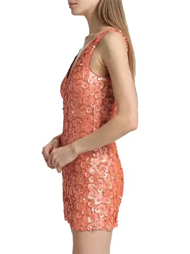 Ramy Brook Women's Kinsley Floral Sequined Minidress - Coral Paillette - Size 12 | Thumbnail 4