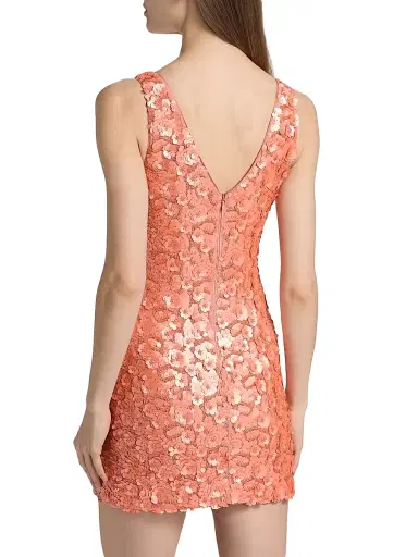 Ramy Brook Women's Kinsley Floral Sequined Minidress - Coral Paillette - Size 12 | Thumbnail 5