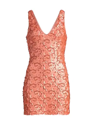Ramy Brook Women's Kinsley Floral Sequined Minidress - Coral Paillette - Size 12 | Thumbnail 1