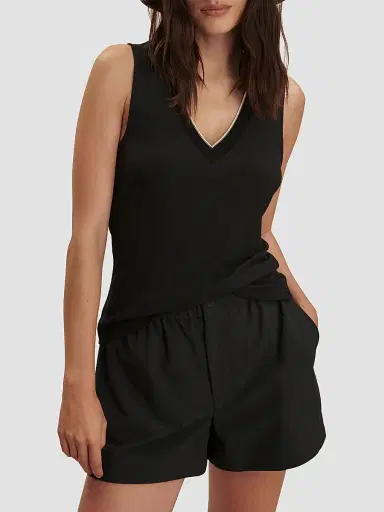 Varley Women's Corby Rib-Knit Plunging V-Neck Tank - Black - Size XXS | Thumbnail 2