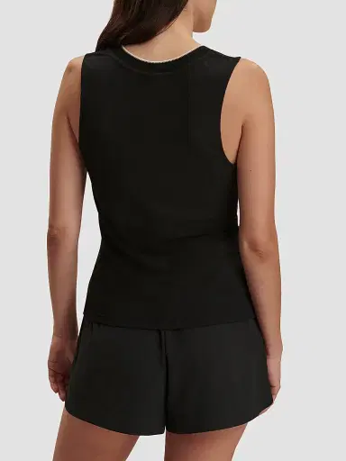 Varley Women's Corby Rib-Knit Plunging V-Neck Tank - Black - Size XXS | Thumbnail 3