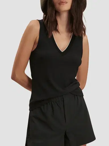 Varley Women's Corby Rib-Knit Plunging V-Neck Tank | Thumbnail 4 Varley Women's Corby Rib-Knit Plunging V-Neck Tank | Thumbnail 4