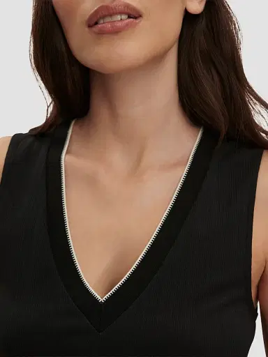 Varley Women's Corby Rib-Knit Plunging V-Neck Tank - Black - Size XXS | Thumbnail 7
