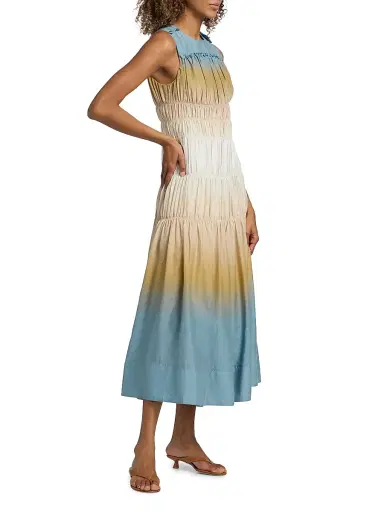 3.1 Phillip Lim Women's Ombré Ruched Cotton-Silk A-Line Dress - Storm Canyon Multi - Size 10 | Thumbnail 4 3.1 Phillip Lim Women's Ombré Ruched Cotton-Silk A-Line Dress - Storm Canyon Multi - Size 10 | Thumbnail 4