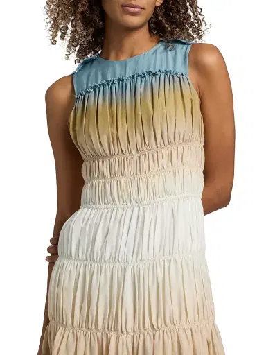 3.1 Phillip Lim Women's Ombré Ruched Cotton-Silk A-Line Dress - Storm Canyon Multi - Size 10 | Thumbnail 6 3.1 Phillip Lim Women's Ombré Ruched Cotton-Silk A-Line Dress - Storm Canyon Multi - Size 10 | Thumbnail 6