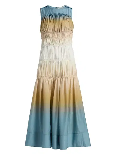 3.1 Phillip Lim Women's Ombré Ruched Cotton-Silk A-Line Dress - Storm Canyon Multi - Size 10 | Thumbnail 1 3.1 Phillip Lim Women's Ombré Ruched Cotton-Silk A-Line Dress - Storm Canyon Multi - Size 10 | Thumbnail 1