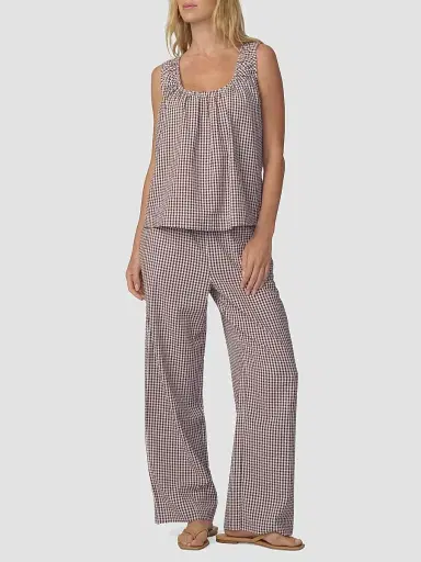 Joe's Jeans Women's The Brynn Gingham Cotton-Blend Wide-Leg Ankle Pants | Thumbnail 2