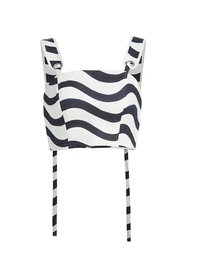 Milly Women's Lenox Printed Crop Top - Navy White