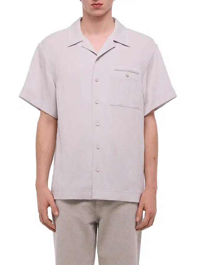 Men's Relaxed-Fit Camp Collar Shirt - Ice Blue