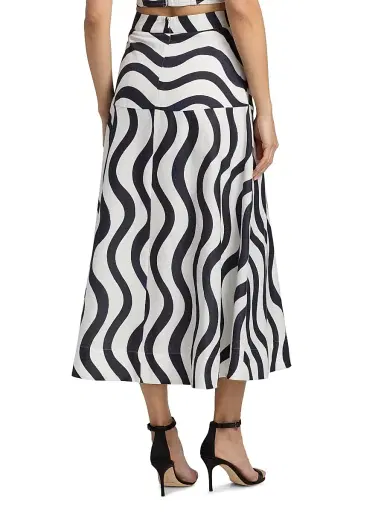 Milly Women's Lona Printed Midi-Skirt - Navy White | Thumbnail 5