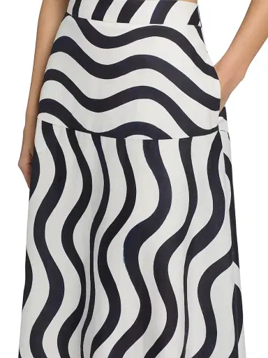 Milly Women's Lona Printed Midi-Skirt - Navy White | Thumbnail 6