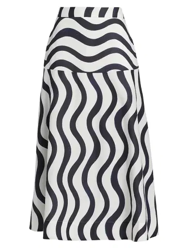 Milly Women's Lona Printed Midi-Skirt - Navy White | Thumbnail 1