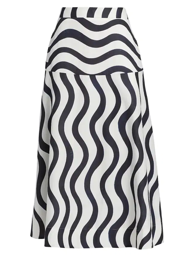 Women's Lona Printed Midi-Skirt - Navy White