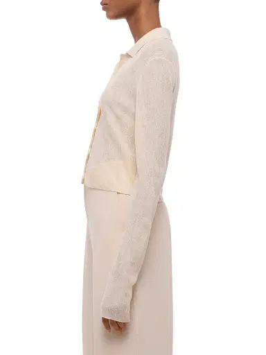 Helmut Lang Women's Raw Edge Linen-Blend Knit Cardigan | Thumbnail 4 Helmut Lang Women's Raw Edge Linen-Blend Knit Cardigan | Thumbnail 4
