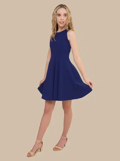 Un Deux Trois Little Girl's & Girl's Textured Crewneck Dress - Navy - Size 16 | Thumbnail 2