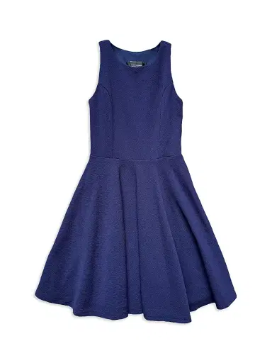 Un Deux Trois Little Girl's & Girl's Textured Crewneck Dress - Navy - Size 16 | Thumbnail 1