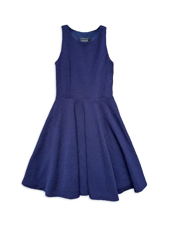 Un Deux Trois Little Girl's & Girl's Textured Crewneck Dress - Navy
