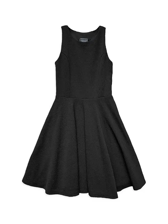 Un Deux Trois Little Girl's & Girl's Textured Crewneck Dress - Black