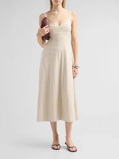 Toccin Women's Arya Bustier Linen-Blend Midi Dress - Desert | Thumbnail 2