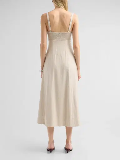 Toccin Women's Arya Bustier Linen-Blend Midi Dress - Desert | Thumbnail 4