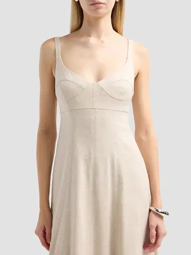 Toccin Women's Arya Bustier Linen-Blend Midi Dress - Desert | Thumbnail 5