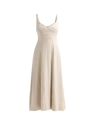 Toccin Women's Arya Bustier Linen-Blend Midi Dress - Desert | Thumbnail 1