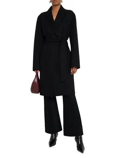 Sofia Cashmere Women's Double-Face Wool-Cashmere Wrap Coat - Black | Thumbnail 2 Sofia Cashmere Women's Double-Face Wool-Cashmere Wrap Coat - Black | Thumbnail 2