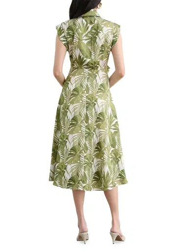 Toccin Women's Serena Printed Midi Shirtdress - Repeat Palm - Size 12 | Thumbnail 4