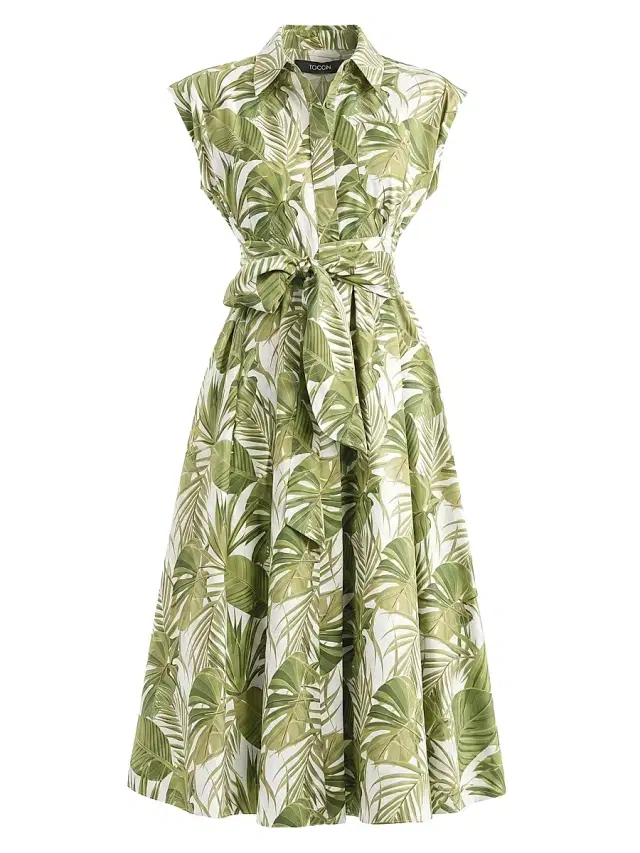 Toccin Women's Serena Printed Midi Shirtdress - Repeat Palm