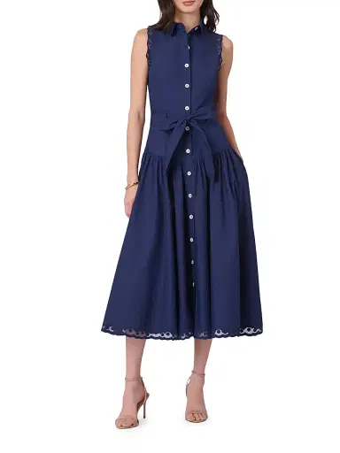 Shoshanna Women's Bradley Lace-Trim Shirtdress - Indigo | Thumbnail 2