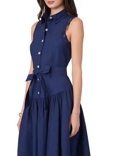 Shoshanna Women's Bradley Lace-Trim Shirtdress - Indigo | Thumbnail 4