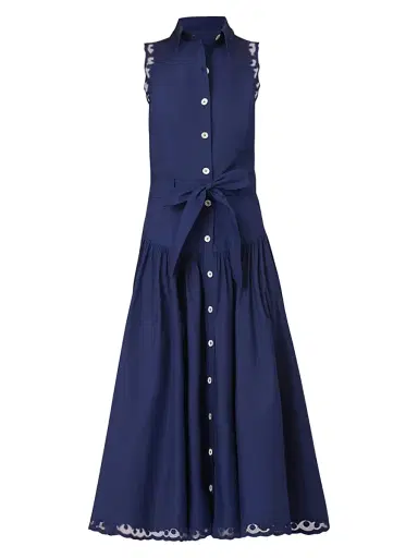 Shoshanna Women's Bradley Lace-Trim Shirtdress - Indigo | Thumbnail 1
