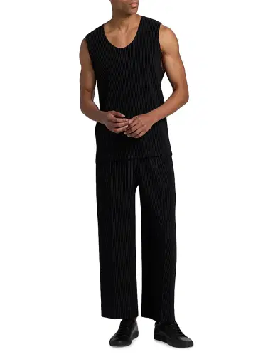 Homme Plissé Issey Miyake Men's June Pleated Slim Tank - Black - Size XL | Thumbnail 2
