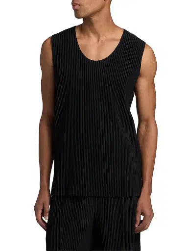 Homme Plissé Issey Miyake Men's June Pleated Slim Tank - Black - Size XL | Thumbnail 3