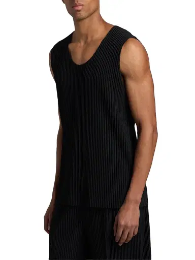 Homme Plissé Issey Miyake Men's June Pleated Slim Tank - Black - Size XL | Thumbnail 4