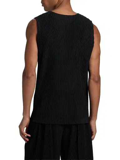 Homme Plissé Issey Miyake Men's June Pleated Slim Tank - Black - Size XL | Thumbnail 5