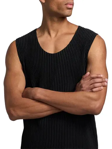 Homme Plissé Issey Miyake Men's June Pleated Slim Tank - Black - Size XL | Thumbnail 6