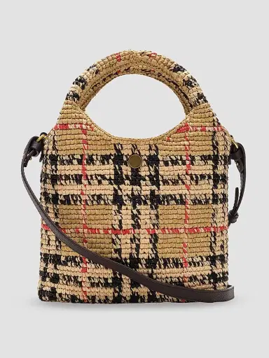 Burberry Women's Margate Mini Check Raffia Tote Bag | Thumbnail 4