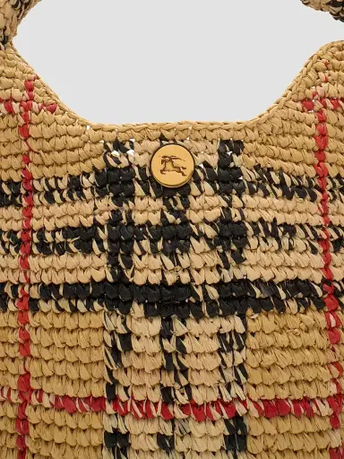 Burberry Women's Margate Mini Check Raffia Tote Bag | Thumbnail 5