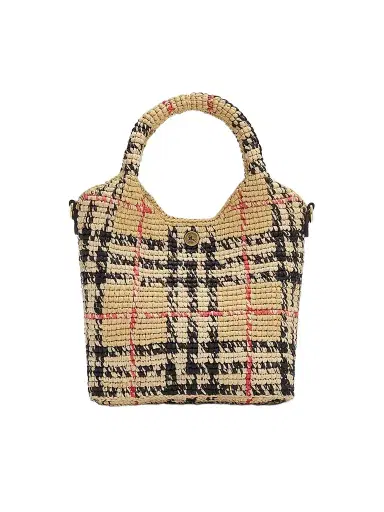 Burberry Women's Margate Mini Check Raffia Tote Bag | Thumbnail 1