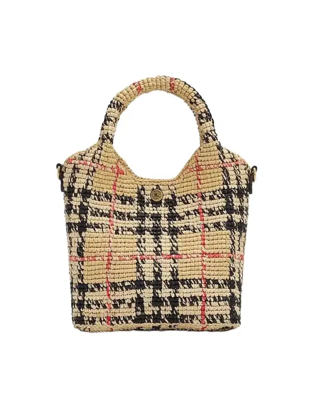 Women's Margate Mini Check Raffia Tote Bag - Sand