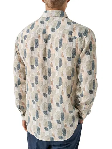 Eton Men's Geometric Print Linen Shirt - Mid Green - Size XXL | Thumbnail 4 Eton Men's Geometric Print Linen Shirt - Mid Green - Size XXL | Thumbnail 4