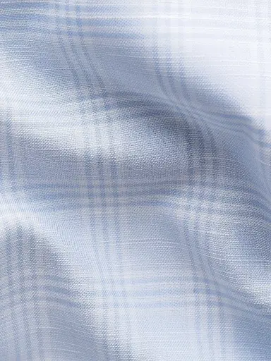Eton Men's Check Cotton-Linen Slim-Fit Shirt - Mid Blue | Thumbnail 8