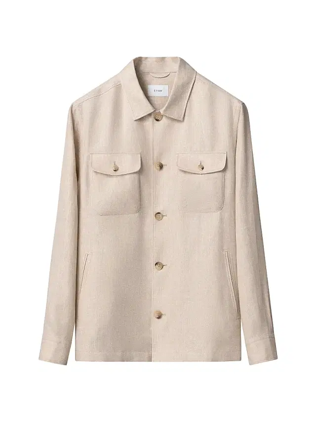 Eton Men's Herringbone Linen-Blend Shirt Jacket - White