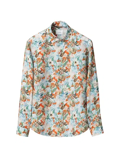 Eton Men's Floral Linen Print Shirt - Orange - Size XXL | Thumbnail 2