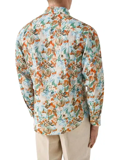 Eton Men's Floral Linen Print Shirt | Thumbnail 4 Eton Men's Floral Linen Print Shirt | Thumbnail 4